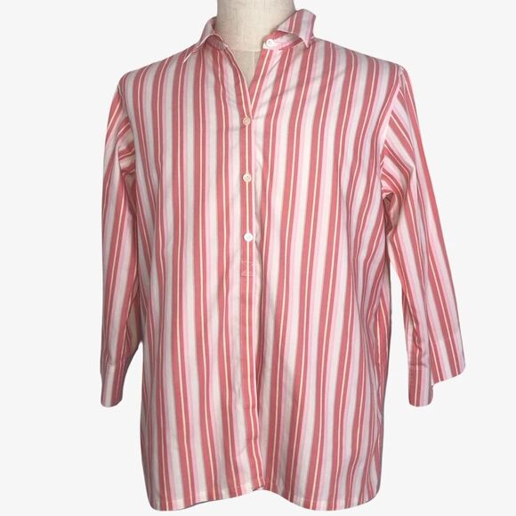 Liz Claiborne Shirt Large Lizsport Non-Iron Striped Long Sleeve Button Up - Picture 2 of 11